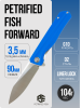 Нож Petrified Fish Forward, Сатин, D2, G10 Blue Handle, PF818BS